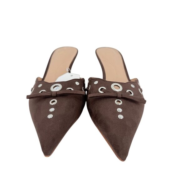 Time and Tru Women's Studded Kitten Heel Brown Mules Shoes Size 6 NWOB - Picture 7 of 12